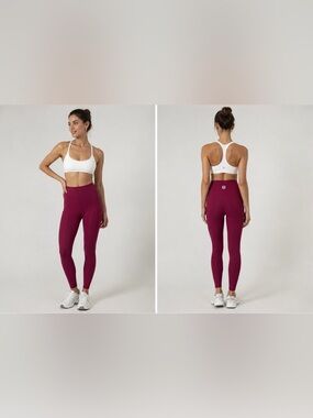 Bright Maroon Pocket Legging Small Athleisure NWOT High Waist Full Length Active